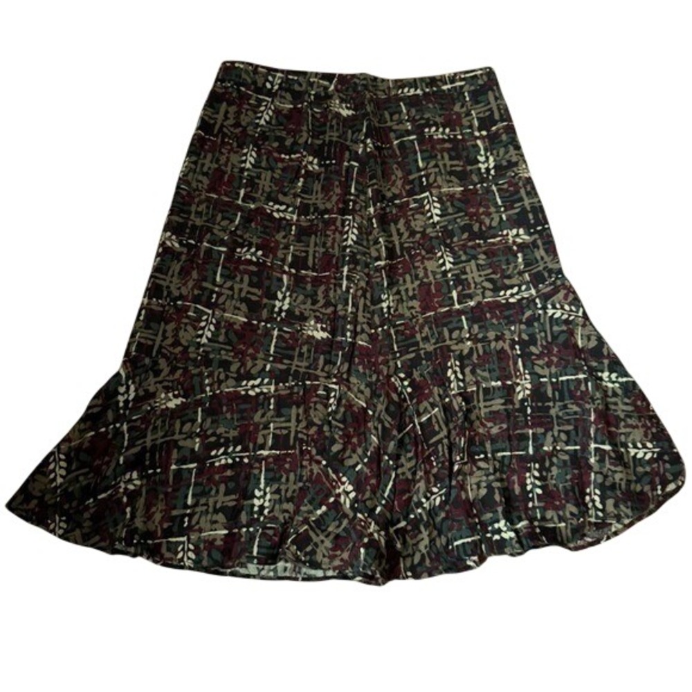 LOFT Black Green Midi A-line‎ Skirt Y2k Work Size 4P Vintage Career Business